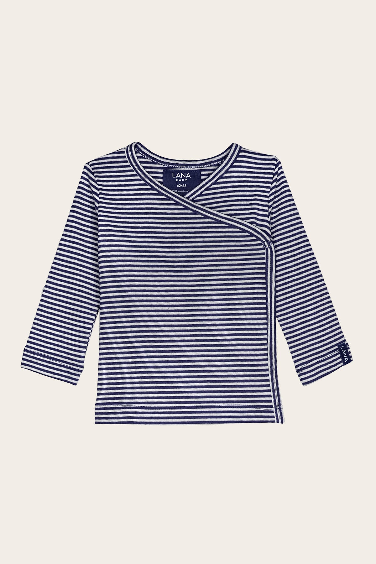 Wickelshirt, Modell Finn , marine - ecru , Baby Shirt , LANA Organic - Moderne ökologische Kleidung