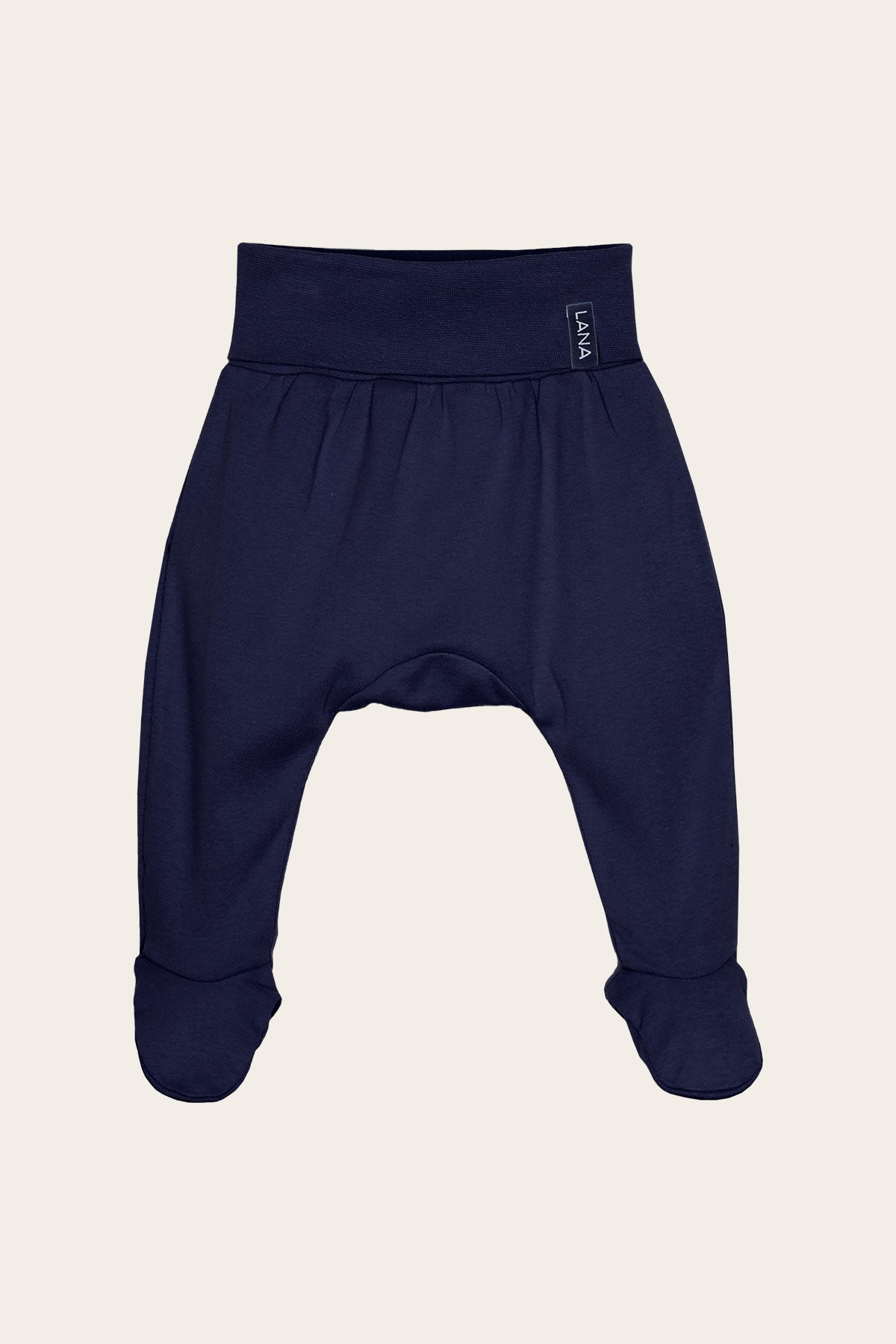 Hose Modell Finn marine aus nachhaltiger Bio Baumwolle weich elastisch mit Fußbereich für Babys