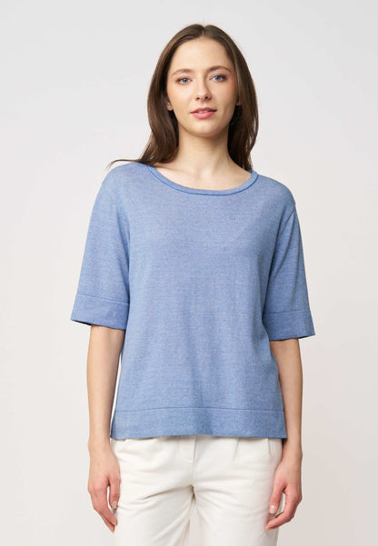 Pulli, Modell Nicole in hellem Blau mit halblangen Ärmeln und entspannter Passform für angenehmen Tragekomfort