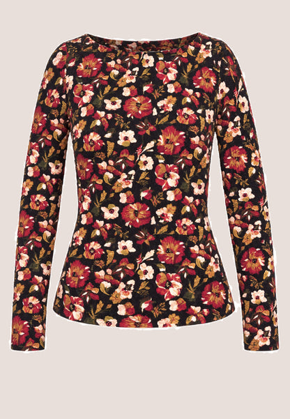 Shirt, Modell Alice mit buntem Blumenmuster und langen Ärmeln